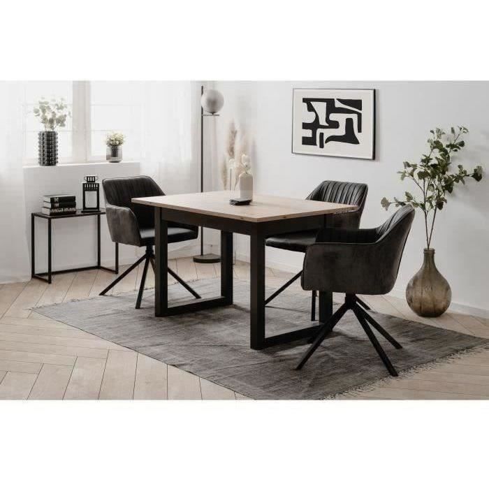 Table extensible Denver 80B - 120-160 x 75 x 80 cm - DÈcor chene artisan / anthracite - 1 extension de 40 cm inclue - 8 personnes