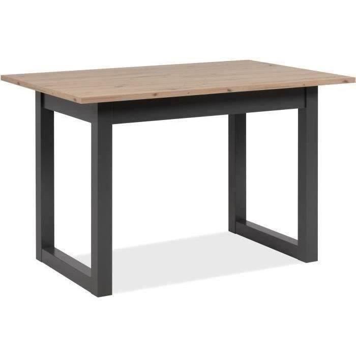 Table extensible Denver 80B - 120-160 x 75 x 80 cm - Décor chene artisan / anthracite - 1 extension de 40 cm inclue - 8 personnes