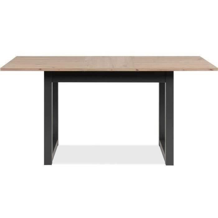 Table extensible Denver 80B - 120-160 x 75 x 80 cm - Décor chene artisan / anthracite - 1 extension de 40 cm inclue - 8 personnes