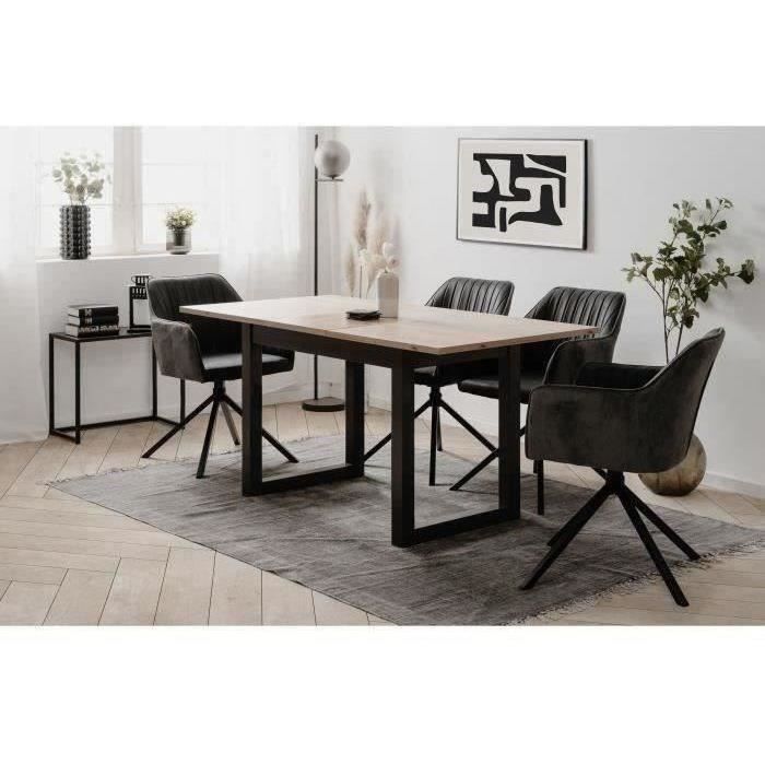 Table extensible Denver 80B - 120-160 x 75 x 80 cm - DÈcor chene artisan / anthracite - 1 extension de 40 cm inclue - 8 personnes