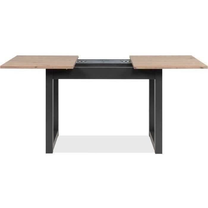 Table extensible Denver 80B - 120-160 x 75 x 80 cm - DÈcor chene artisan / anthracite - 1 extension de 40 cm inclue - 8 personnes