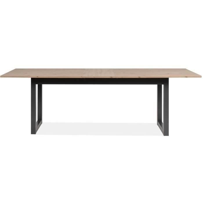 Table extensible Denver 80C - 200-240 x 75 x 90 cm - Chene artisan / anthracite - 1 exension de 40 cm inclue - 12 personnes