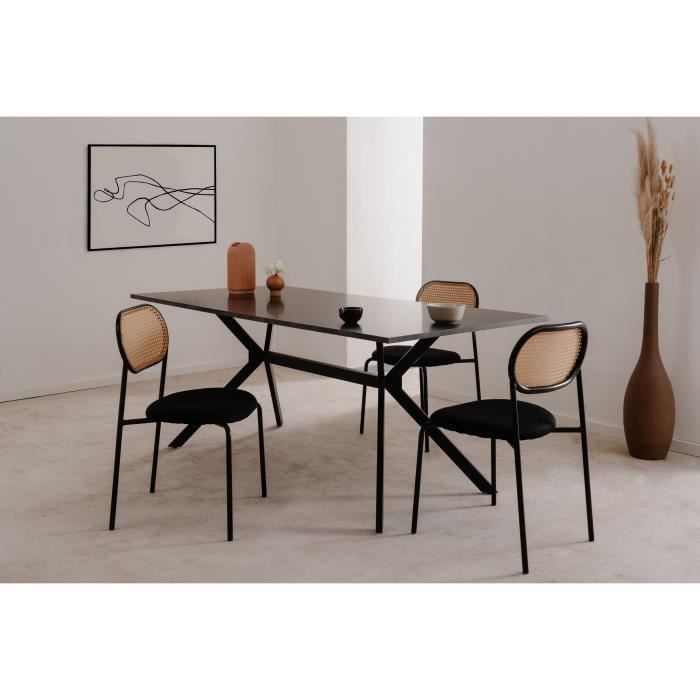 Table Onex 81A - 180 x 75 x 90 cm - DÈcor ardoise foncÈ / noir - 8 personnes