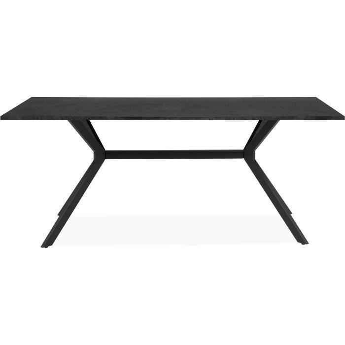 Table Onex 81A - 180 x 75 x 90 cm - DÈcor ardoise foncÈ / noir - 8 personnes