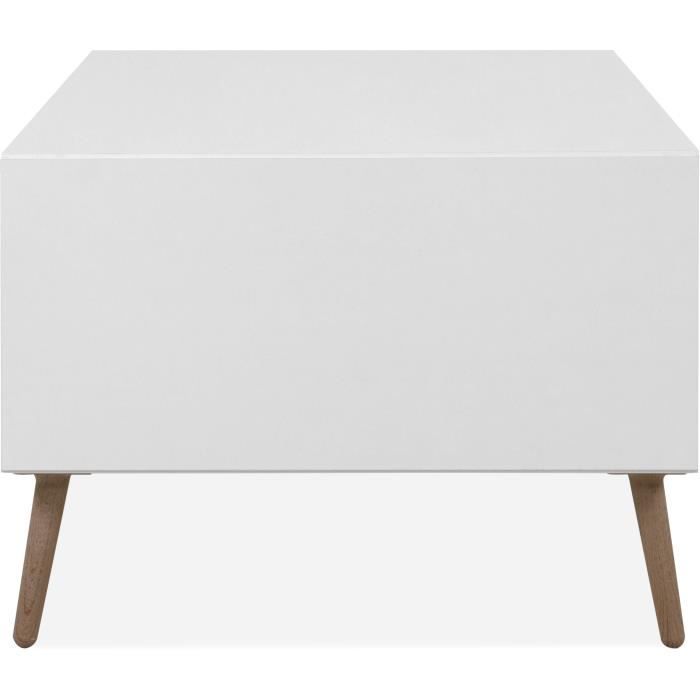 Table basse - ARONA - Rectangulaire - Blanc / Chene artisan - 94 x 40 x 55 cm
