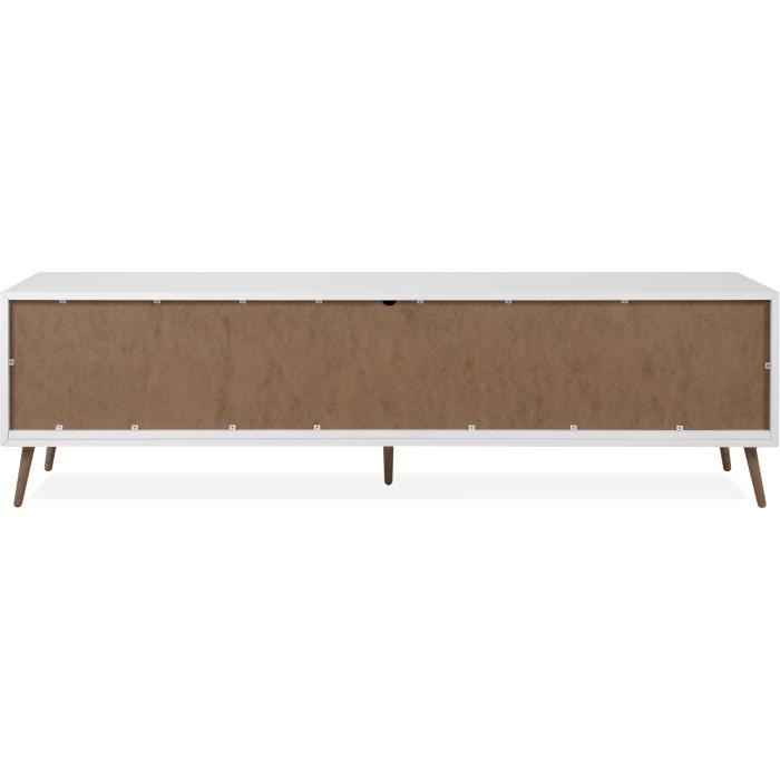 Meuble TV - ARONA - Blanc / Chene artisan - 3 abbatants - 175 x 50 x 38 cm