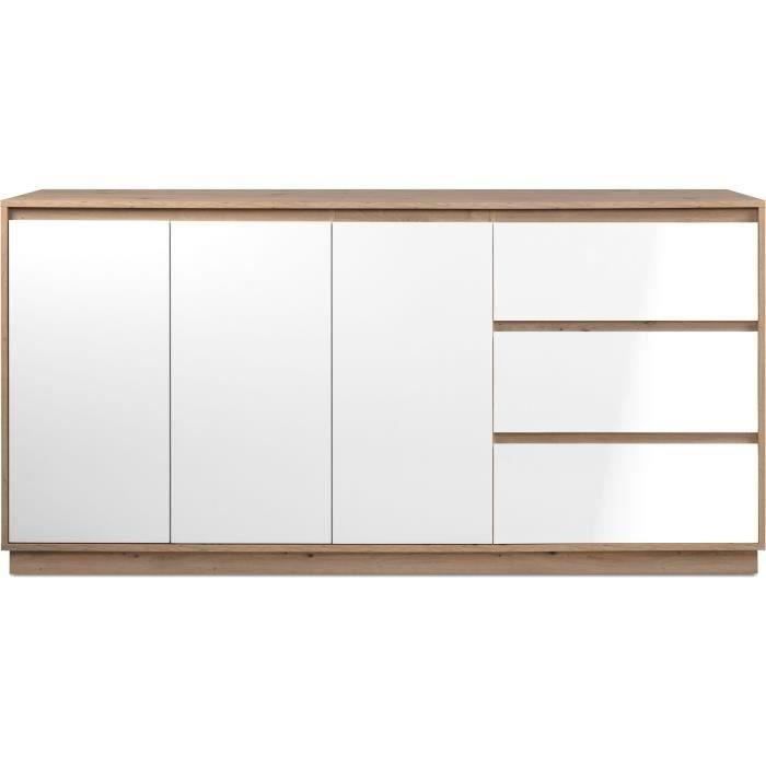 Buffet - PHoeNIX - DÈcor chene artisan / blanc HGL - 3 portes - 3 tiroirs - 178 x 88 x 40 cm