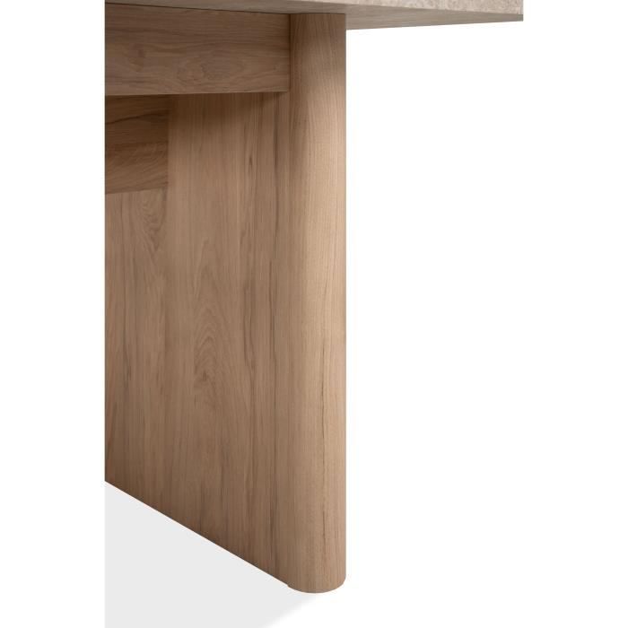 Table extensible - Sai 80A - DÈcor Chene Jackson / Imitation pierre blanche - Allonge de 40 cm inclue - 160-200 x 75 x 90 cm
