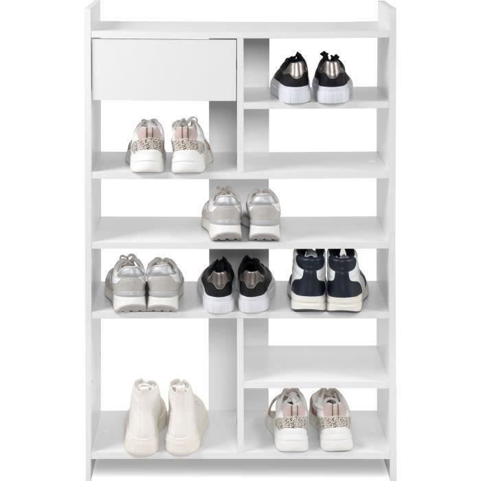 Meuble a chaussures - MÜNSTER - Blanc - 12 paires de chaussures - 71,5 x 25 x 109 cm