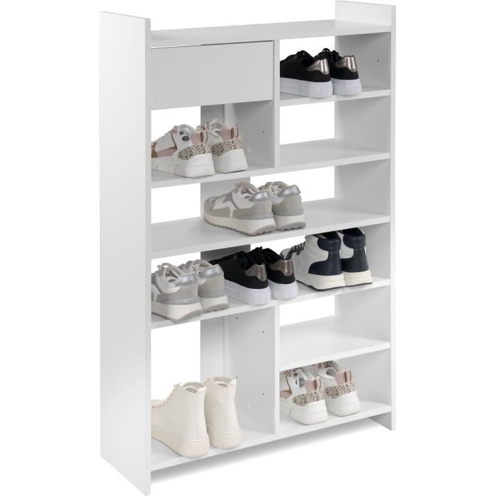 Meuble a chaussures - MÜNSTER - Blanc - 12 paires de chaussures - 71,5 x 25 x 109 cm