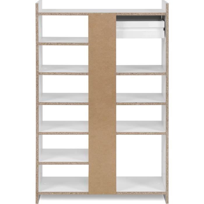 Meuble a chaussures - MÜNSTER - Blanc - 12 paires de chaussures - 71,5 x 25 x 109 cm