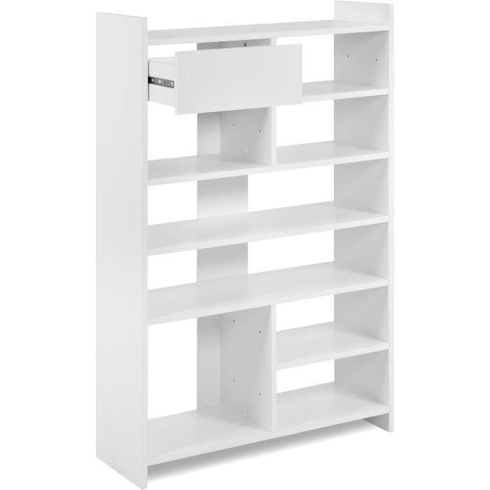 Meuble a chaussures - MÜNSTER - Blanc - 12 paires de chaussures - 71,5 x 25 x 109 cm