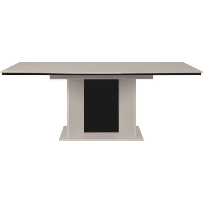 Table extensible - ARONA - Rectangulaire - 10 personnes - 160/200 x 76 x 90 cm - Sable / Noir