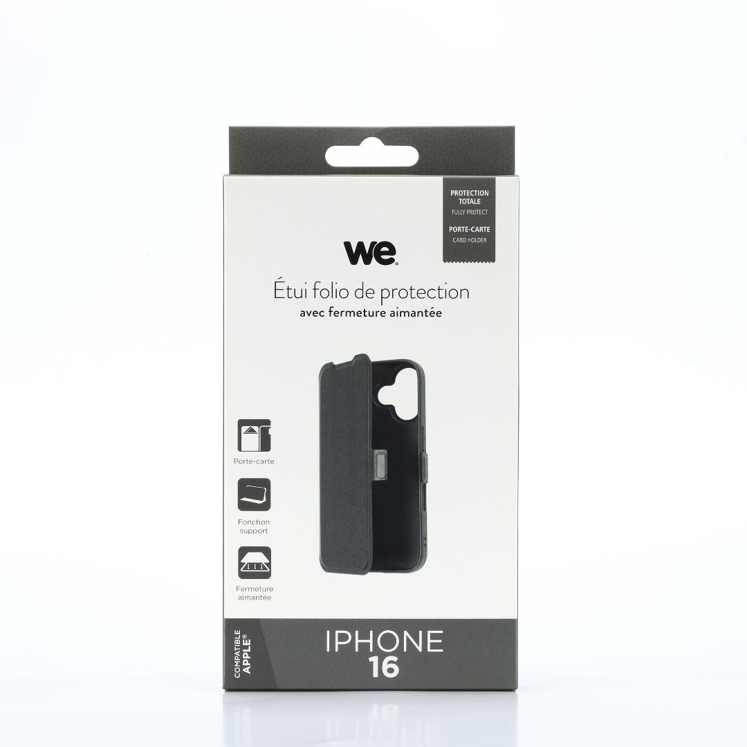 WE Etui folio AIMANTE APPLE IPHONE 16 Noir