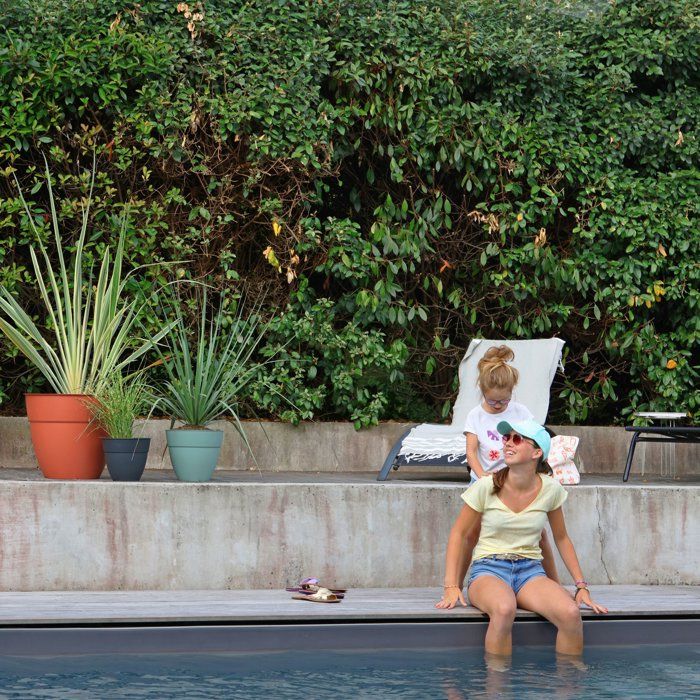 Pot de fleur Rond - EDA - Osaka - Ø 50 cm - 56,8 L - Intérieur/Extérieur - Ø 52 x H.42,9 cm - Orange Terre Battue