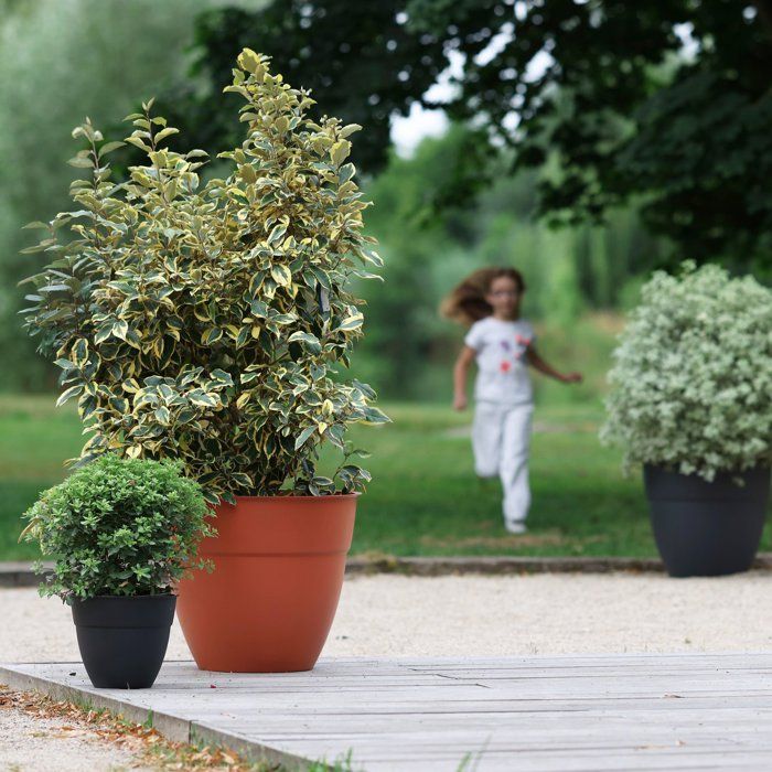 Pot de fleur Rond - EDA - Osaka - Ø 50 cm - 56,8 L - Intérieur/Extérieur - Ø 52 x H.42,9 cm - Orange Terre Battue
