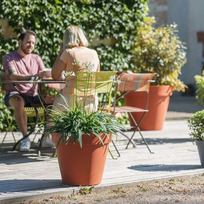Pot de fleur Rond - EDA - Toscane - Ø 60 cm - 76 L - Intérieur/Extérieur - Ø 59 x H.47 cm - Orange Terre Battue