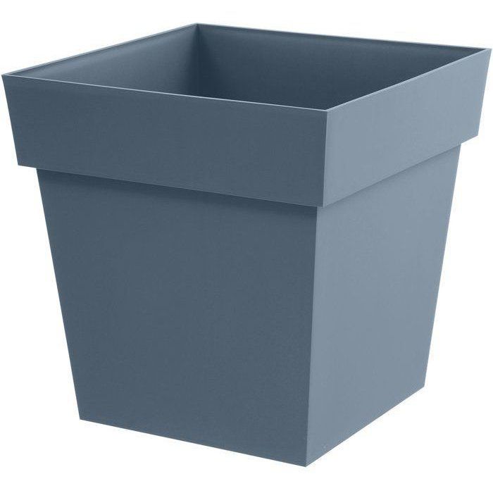 Pot de fleur carré - Toscane - EDA - 39 x 39 x H. 39 cm - Intérieur / Extérieur - 38L - Bleu Jean