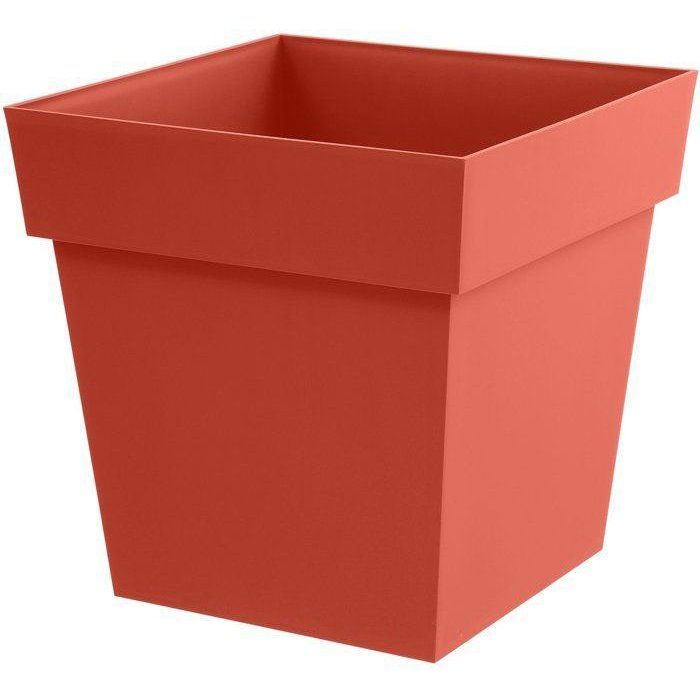 Pot de fleur carré - Toscane - EDA - 39 x 39 x H. 39 cm - Intérieur / Extérieur - 38L - Orange Terre Battue