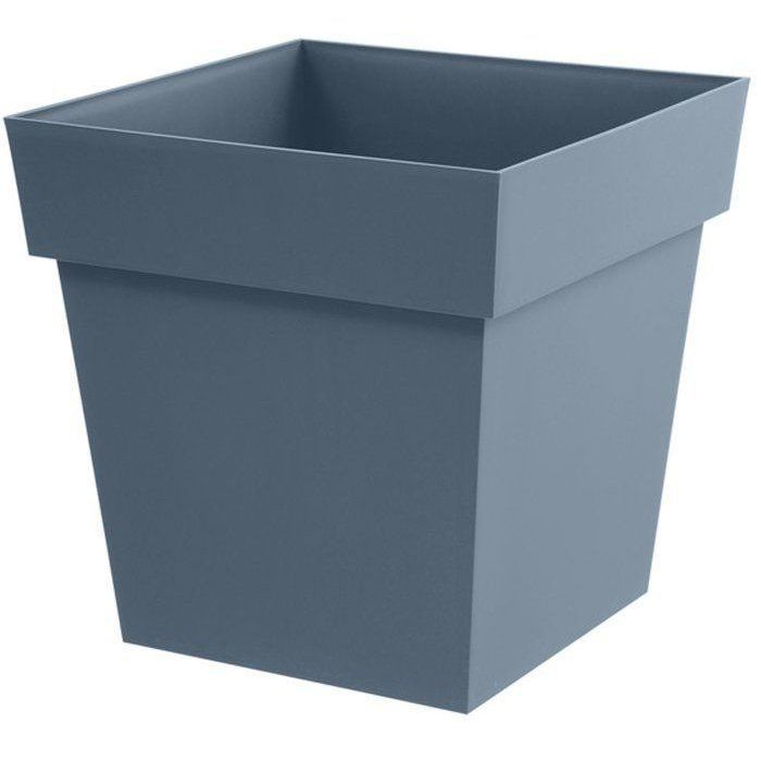 Pot de fleur carré - Toscane - EDA - 32 x 32 x H. 32 cm - Intérieur / Extérieur - 22L - Bleu Jean