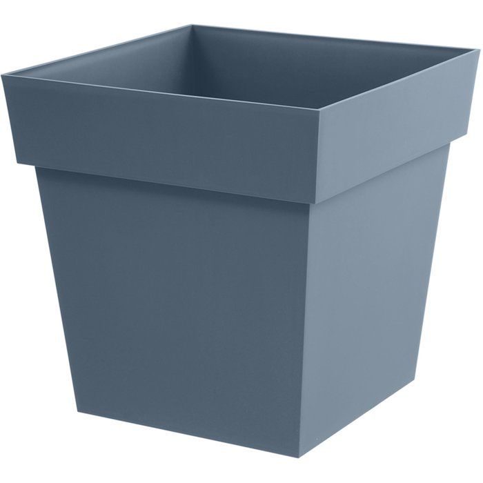 Pot de fleur Carré - EDA - Toscane - 50 cm - 87 L - Intérieur / Extérieur - 49,5 x 49,5 x H.52,5 cm - Bleu Jean