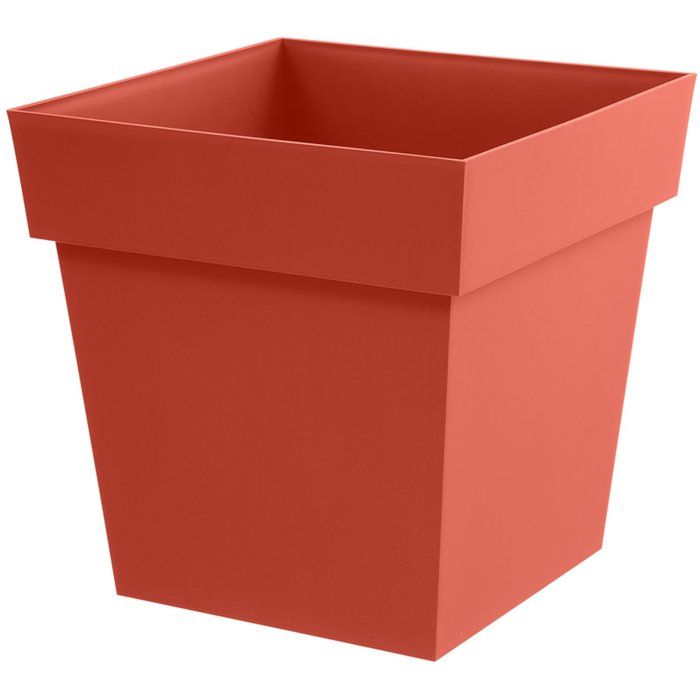 Pot de fleur Carré - EDA - Toscane - 50 cm - 87 L - Intérieur / Extérieur - 49,5 x 49,5 x H.52,5 cm - Orange Terre Battue