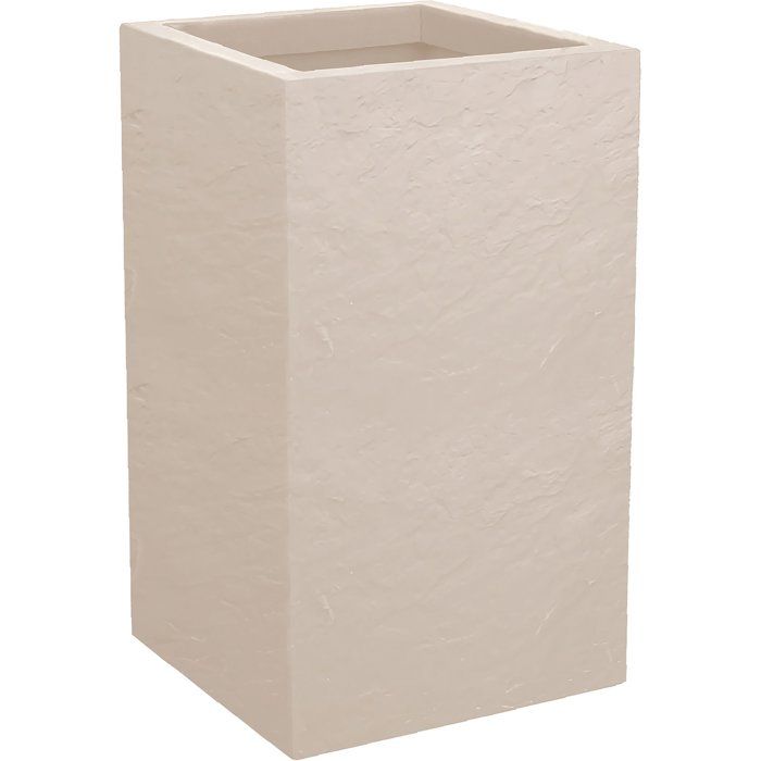 Pot de fleur Carré Haut 30 cm - EDA - Volcania Up - 36 L - Intérieur/Extérieur - 29,5 x 29,5 x H 49,5 cm - Beige Calcaire
