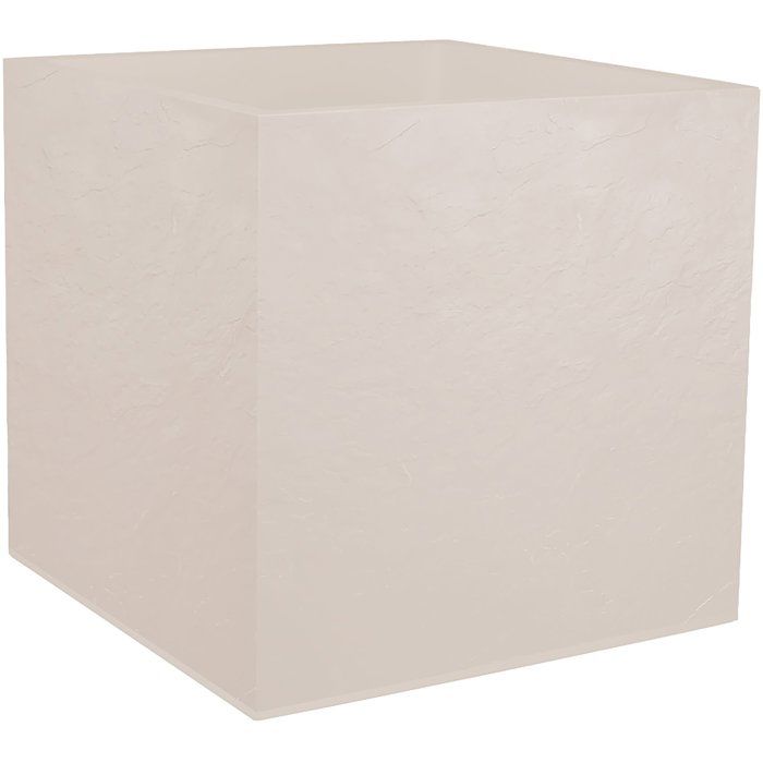 Pot de fleurs Carré 50 cm - EDA - Volcania - 57 L - Intérieur/Extérieur - Décor Pierre - 49,5 x 49,5 x H. 49,5 cm - Beige Calcaire