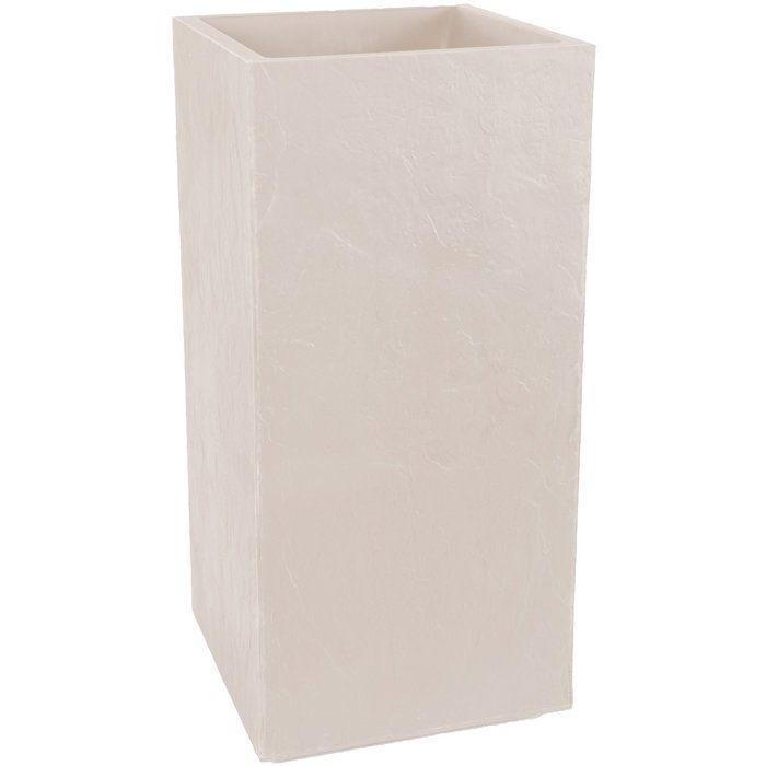 Bac a fleurs Carré Haut 40 cm - EDA - Volcania - 31 L - Intérieur/Extérieur - 39,5 x 39,5 x H 80 cm - Beige Calcaire