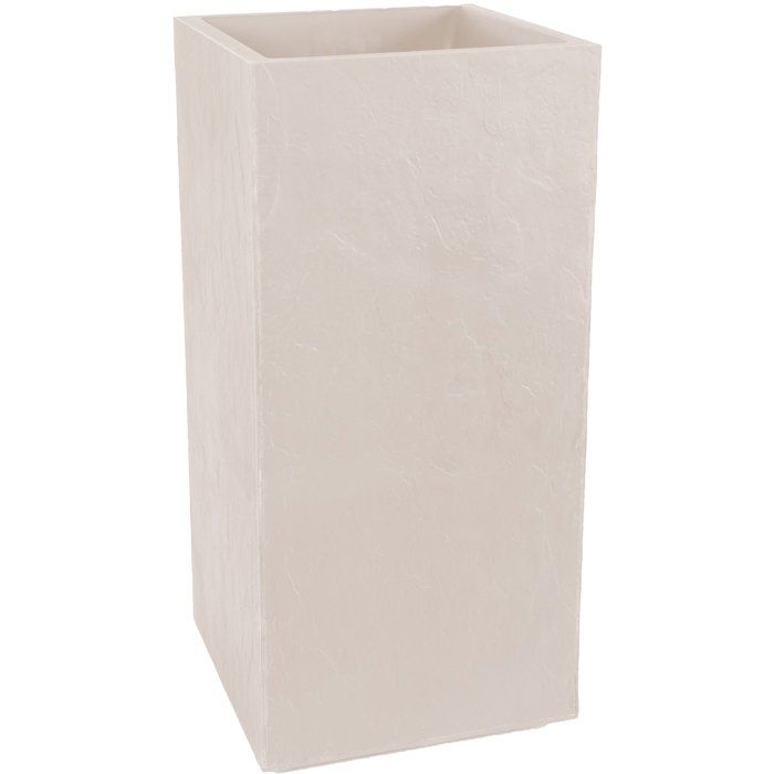 Bac a fleurs Carré Haut 40 cm - EDA - Volcania - 31 L - Intérieur/Extérieur - 39,5 x 39,5 x H. 80 cm - Beige Calcaire
