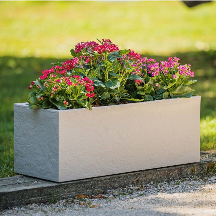 Balconnière - EDA - Volcania Up - 25 L - Intérieur/Extérieur - Décor Pierre - 59 x 19,5 x H 22,8 cm - Beige Calcaire