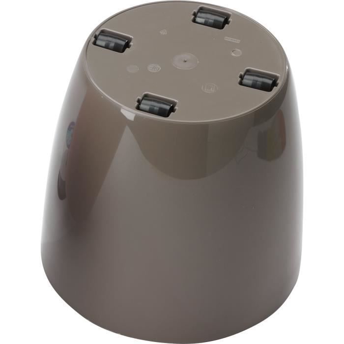 Cache-pot brillant - GARDEN ID - Shiny Taupe avec roulettes - 35 x 32 cm - Aspect céramique - Étanche - Déplacement aisé
