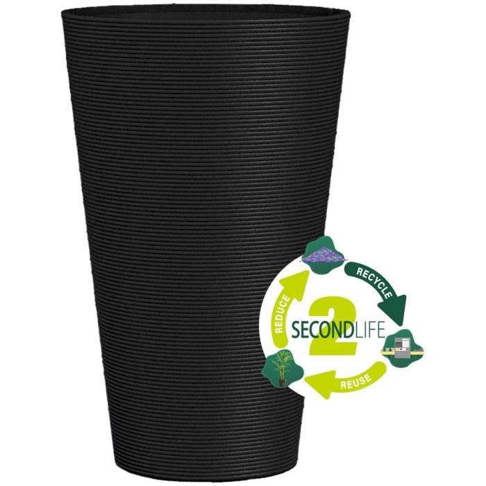 Pot de fleurs haut - GARDEN ID - Green Care Sense Haut Noir-Anthr. - 55 cm - Garanti 10 ans - 100% recyclé - Résistance UV et gel