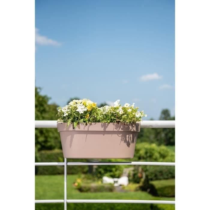 Jardiniere+crochet - GARDEN ID Star - Taupe 50 x 21 cm - Fixation facile - RÈserve d'eau - recyclÈ et 100% recyclable