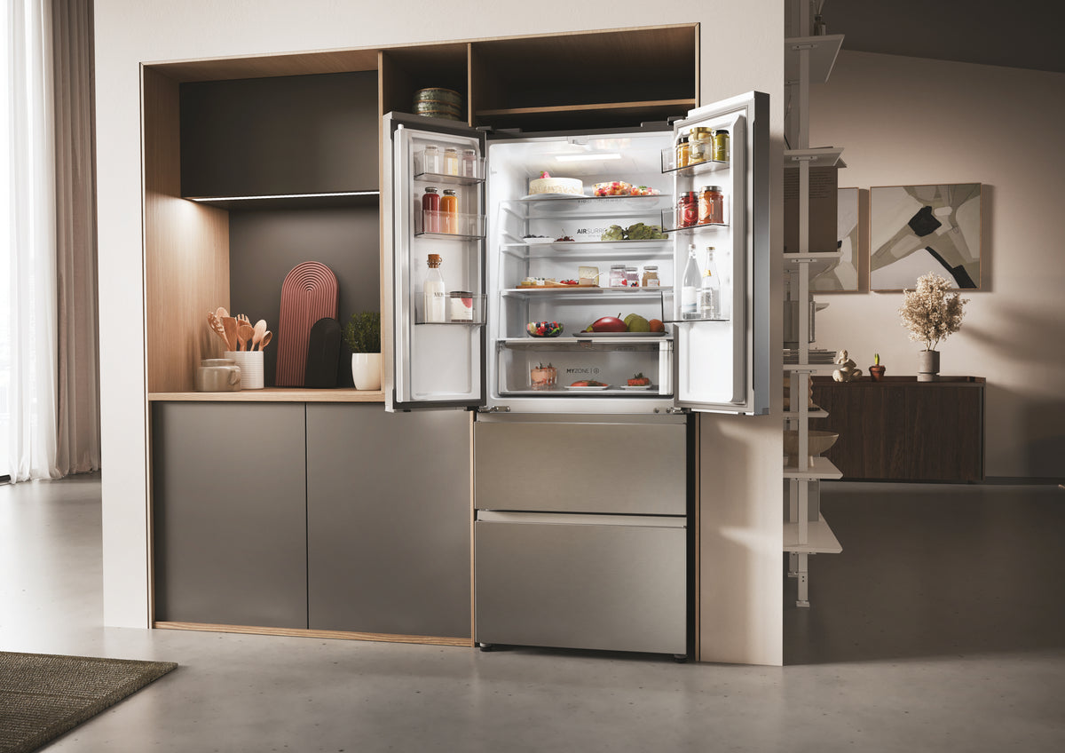 Réfrigérateur multi-portes - HAIER - HFR3718ENMM - Classe E - 402 L (262 + 140) - 37 dB - Inox