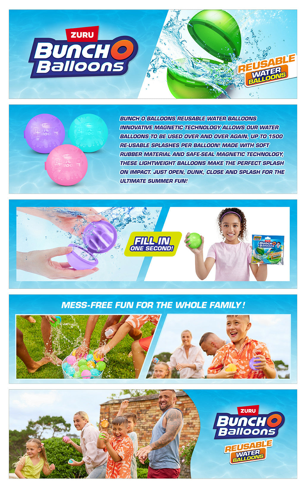 Bombes a eau - ZURU - 3 ballons d'eau réutilisables - Des 4 ans