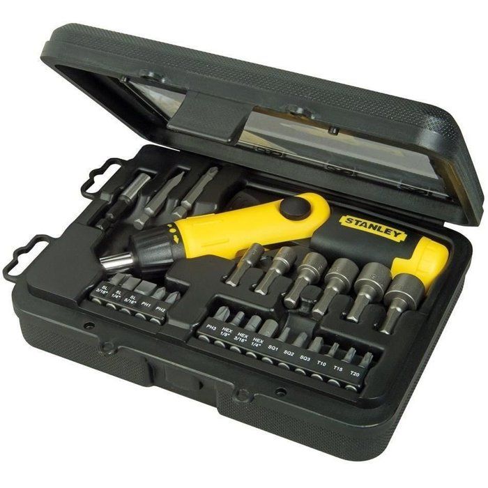 Tournevis porte-embouts a cliquet STANLEY - 0-63-022 - Coffret de 25 pieces
