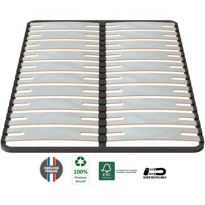 SEDAC Sommier OPTISIZE 140 x 190 - Cadre a lattes extra large 141mm d'épaisseur