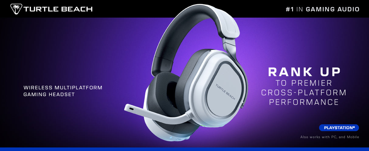Casque gaming sans fil - Turtle Beach Stealth™ 700P (Gen3) - Blanc - PS5, PS4, PC, mobile, 60mm, Bluetooth, 80h