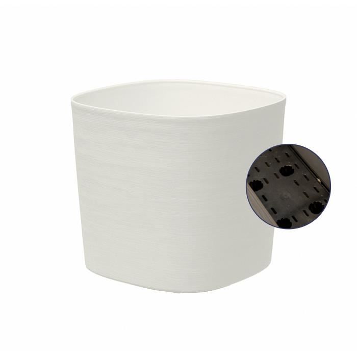 Pot avec rÈserve d'eau - GARDEN ID Respect - Blanc 20 x 20 cm - avec 100% dÈchets mÈnagers et 100% recyclable - Surface structurÈe