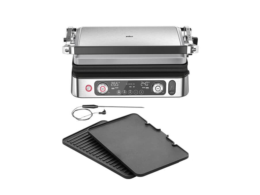 Grill multifonctions - BRAUN - Multi Grill 9 Pro - 2200 W - 3 positions de chauffe - Noir / Acier