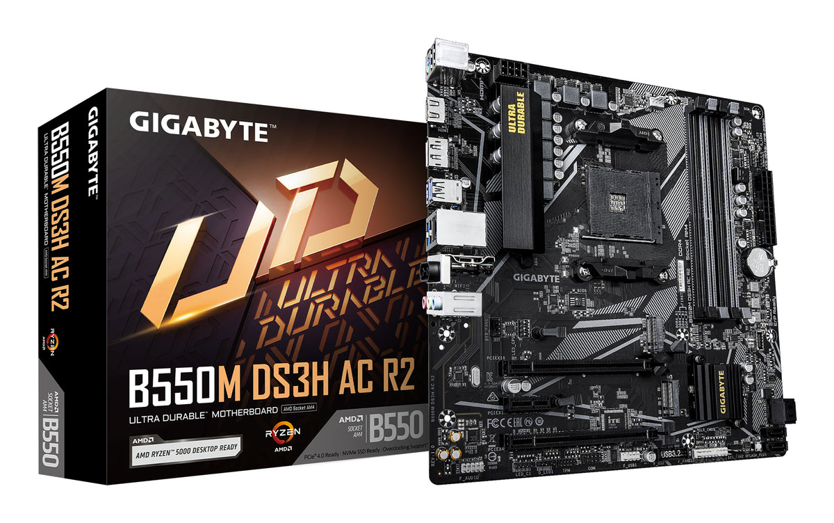 Carte mere - GIGABYTE - B550M DS3H AC R2 - Format Micro-ATX - Chipset AMD B550 - DDR4 & PCIe 4.0 - WiFi AC