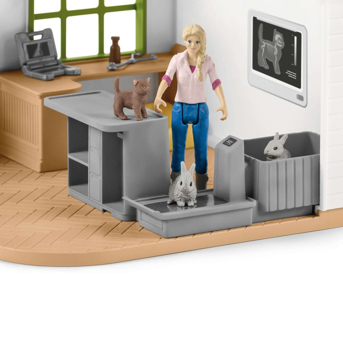 Cabinet vétérinaire avec animaux, coffret de 43 pieces avec figurine vétérinaire, animaux et accessoires, jouets animaux de la