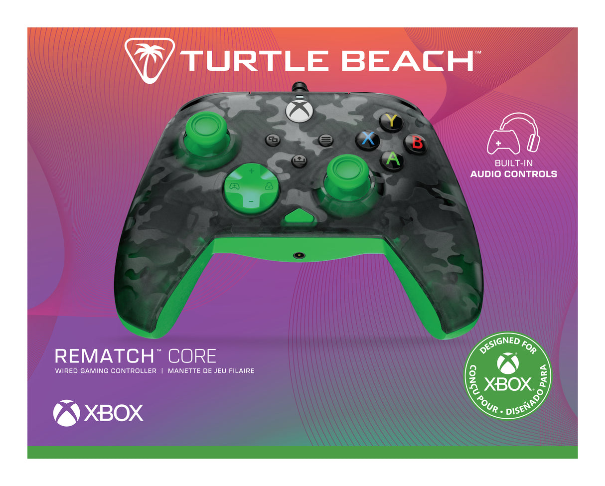 Manette de jeu - Xbox Series X|S, Xbox One et PC - Rematch Core - RGB - Filaire - Camouflage Noir / Vert - TURTLE BEACH