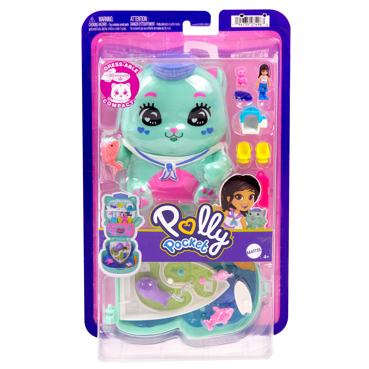 Polly Pocket-Coffret Chaton Marin-Jouet De Voyage - 4 ans+- JCR37