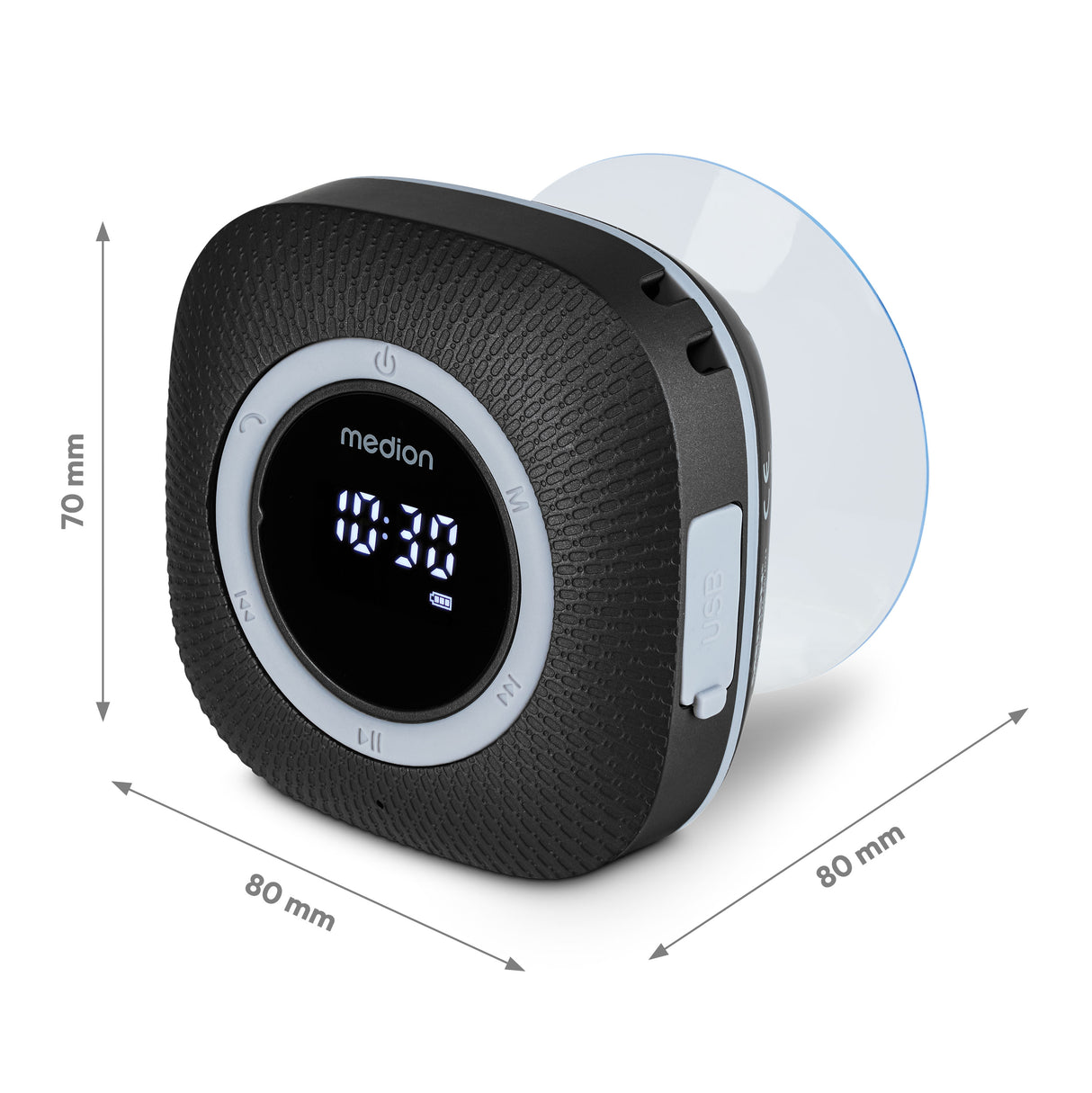 Radio de Douche - MEDION - FM - Bluetooth - IPX6 - Ventouse de fixation - Noir