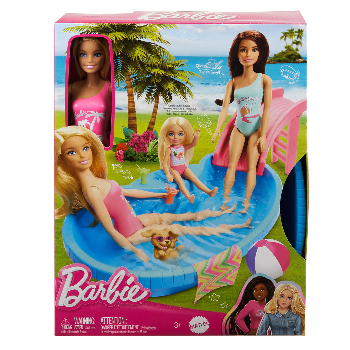 Barbie-Poupée et accessoires-Coffret poupée blonde avec piscine de reve HRJ74