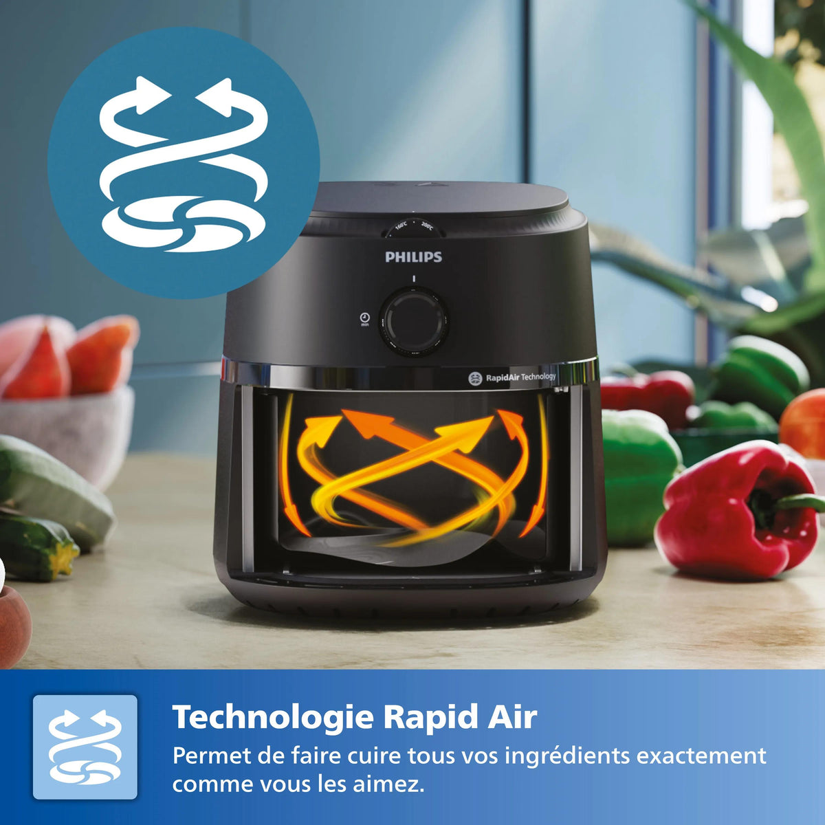 Friteuse sans huile - PHILIPS - NA120/00 - Airfryer Série 1000 4.2L - 12 modes de cuisson - 1500W - Noir