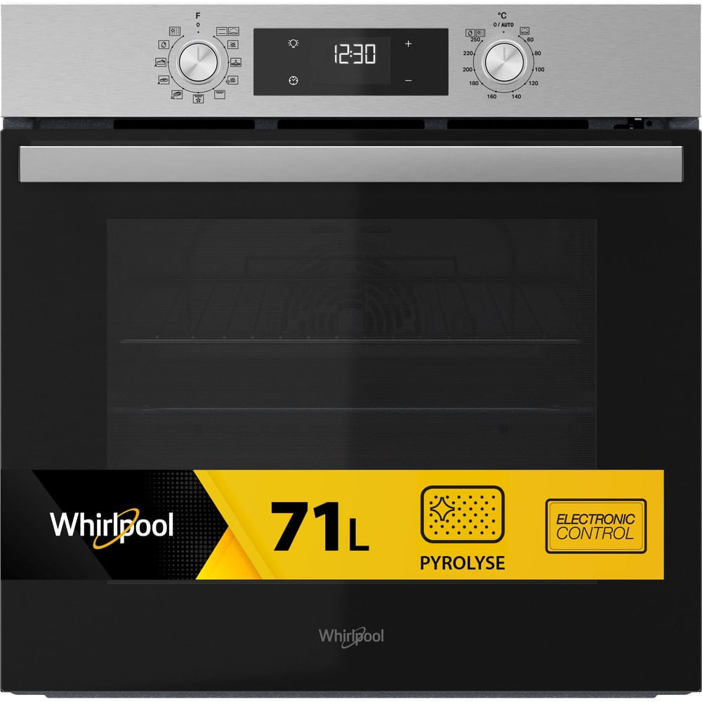 Four encastrable - Pyrolyse + Hydrolyse - Multifonction Chaleur pulsée - WHIRLPOOL - OMR58RU0SX - Inox - Porte froide