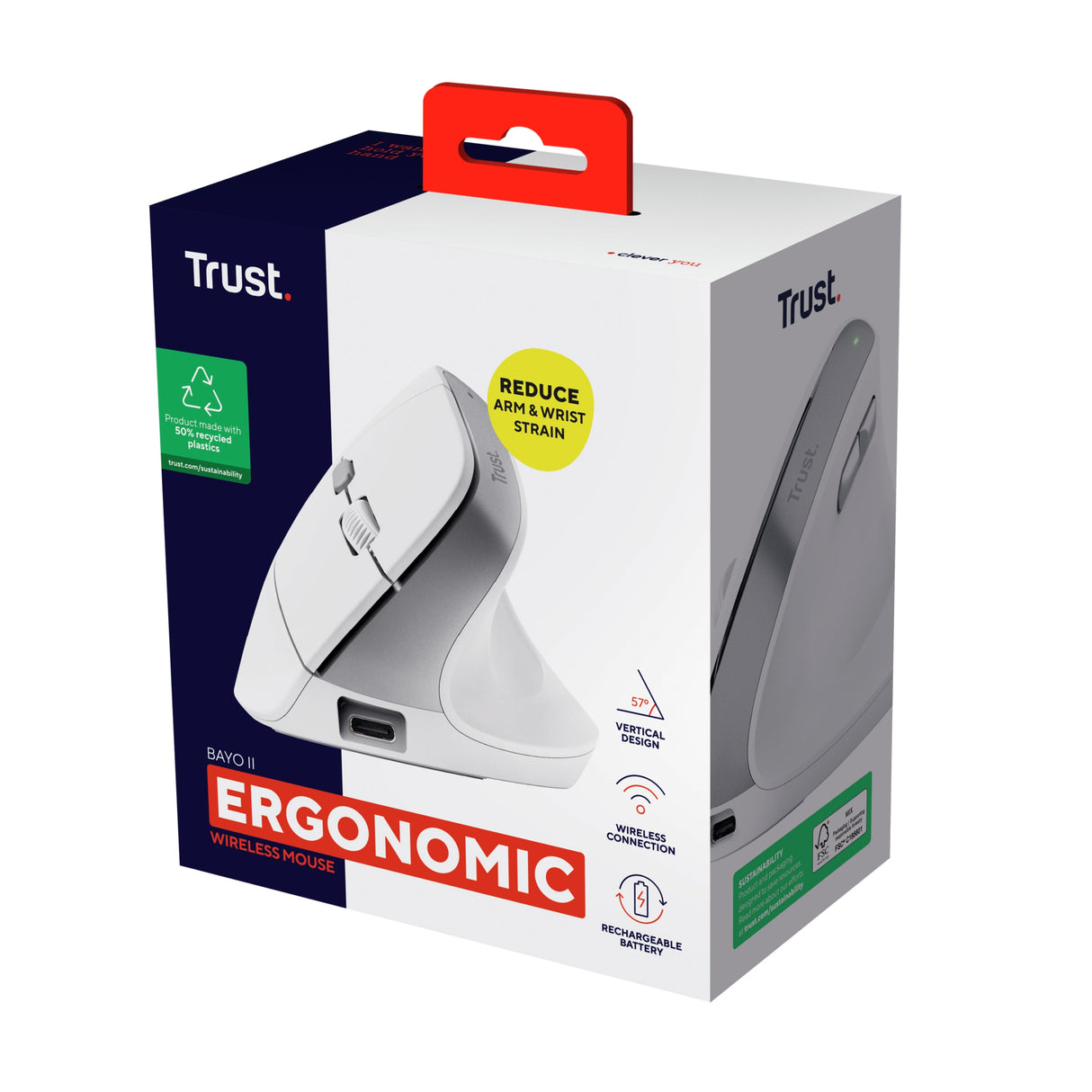 Souris sans fil ergonomique Trust Bayo II (Blanc)